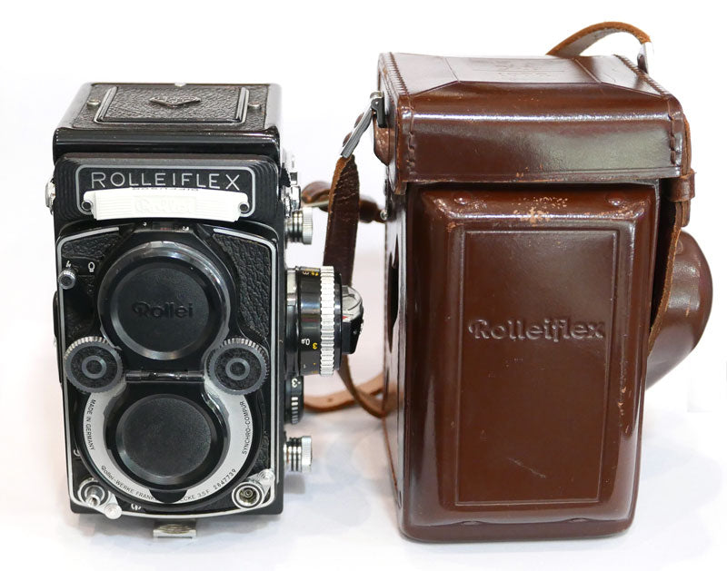 Rollei 3.5F façade blanche révisé + étui cuir