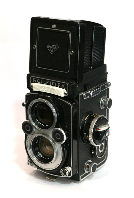 Rollei 3.5F façade blanche révisé + étui cuir