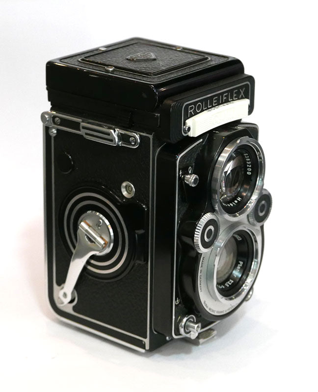 Rollei 3.5F façade blanche révisé + étui cuir