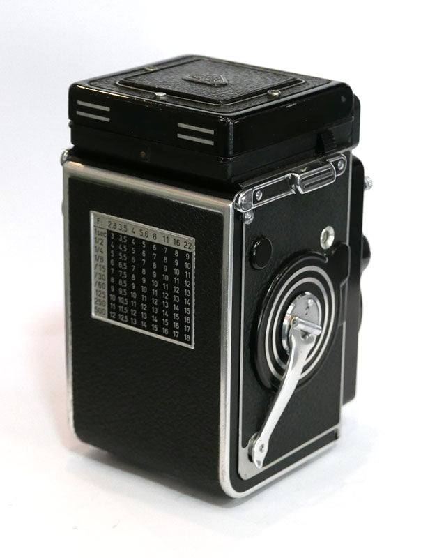 Rollei 3.5F façade blanche révisé + étui cuir